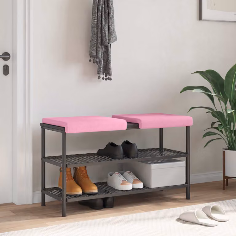Set di 2 cuscini per panchina vidaXL in tessuto rosa con antiscivolo e imbottitura in schiuma, Profondità: 35 cm