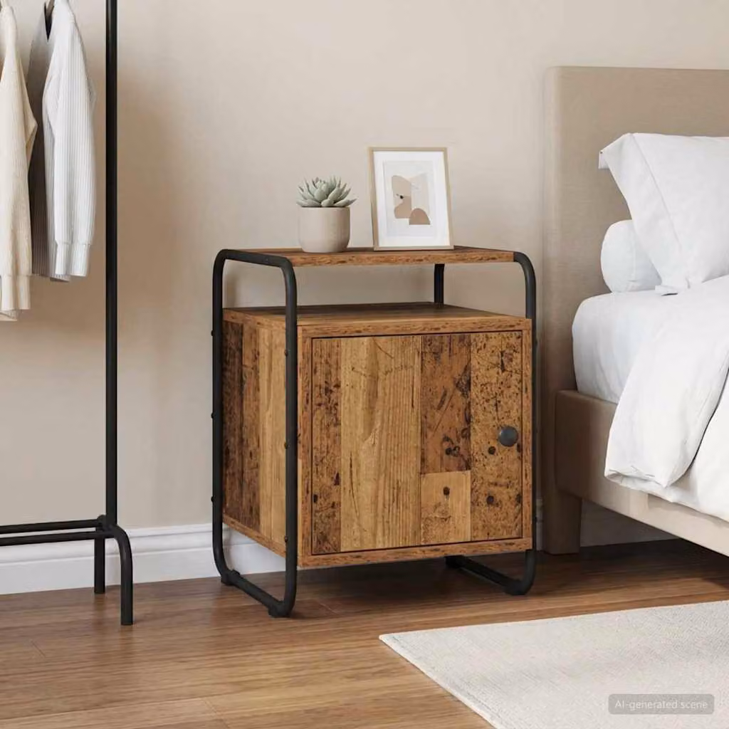 Armadio da Notte vidaXL in Legno e Metallo, Colore Marrone e Nero, Stile Moderno