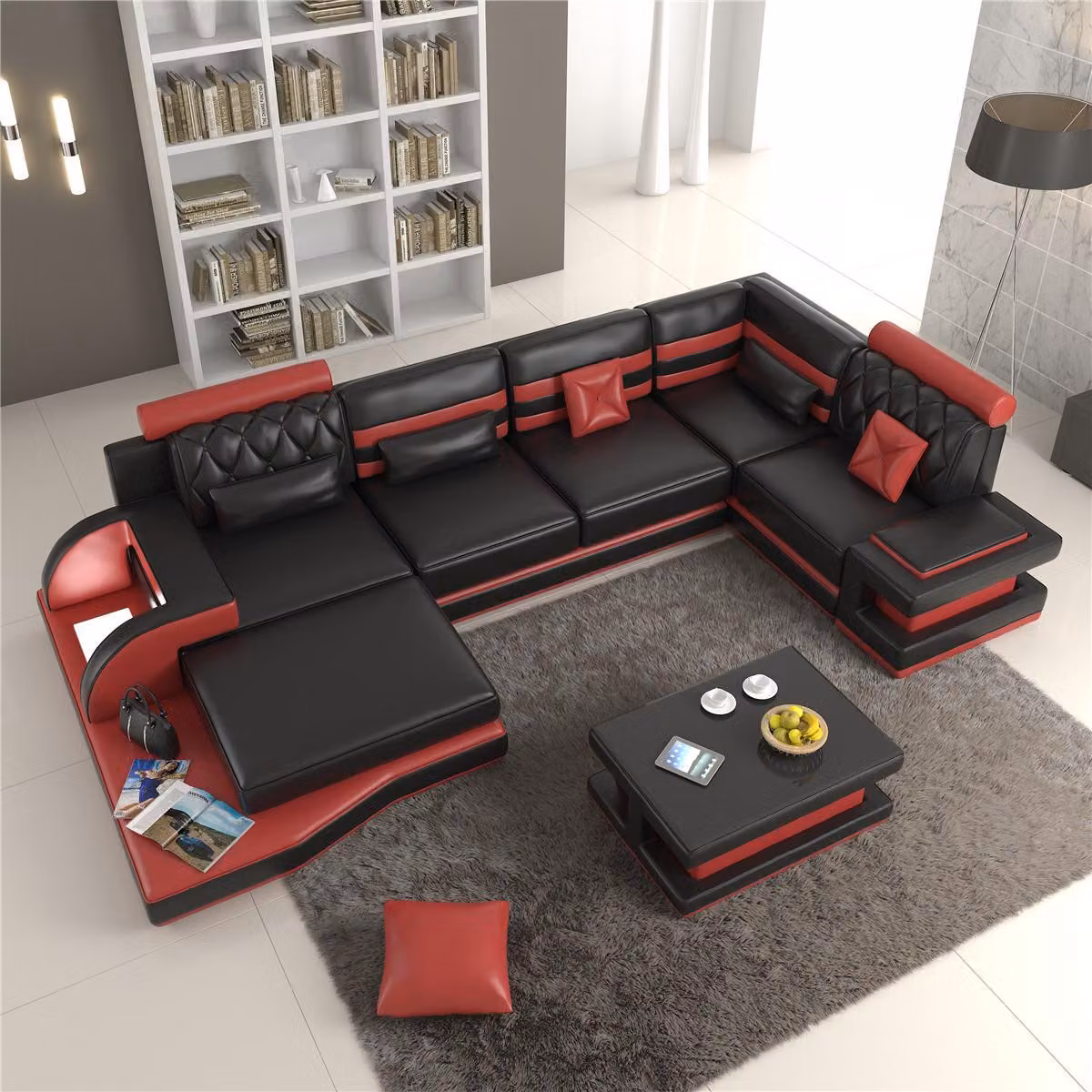Ecksofa Ledersofa Big xxl U-Form Wohnlandschaft Sofa Couch Garnitur Ledersofas