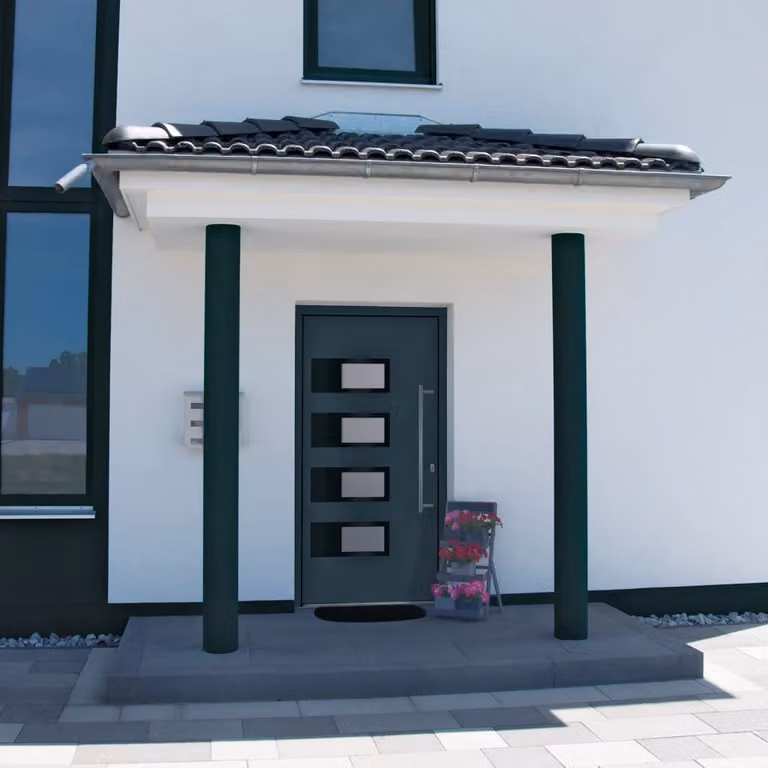 Porta d'ingresso moderna vidaXL in alluminio e PVC con inserto in vetro, colore antracite, L: 110 cm, H: 210 cm