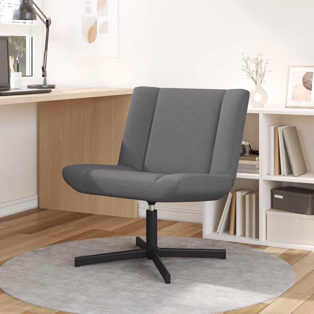 Sedia girevole moderna vidaXL in tessuto grigio e nero con struttura in metallo laccato L: 63 cm, P: 75 cm, H: 76 cm