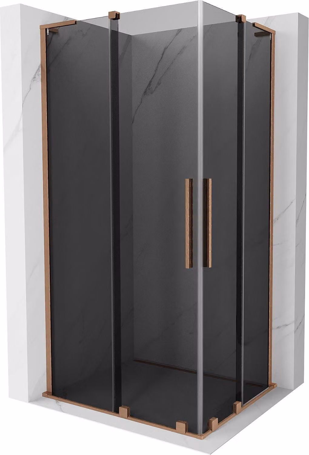 Mexen Velar L Duo cabina doccia scorrevole 100 x 90 cm, grafite, rame spazzolato - 871-100-090-02-43-65