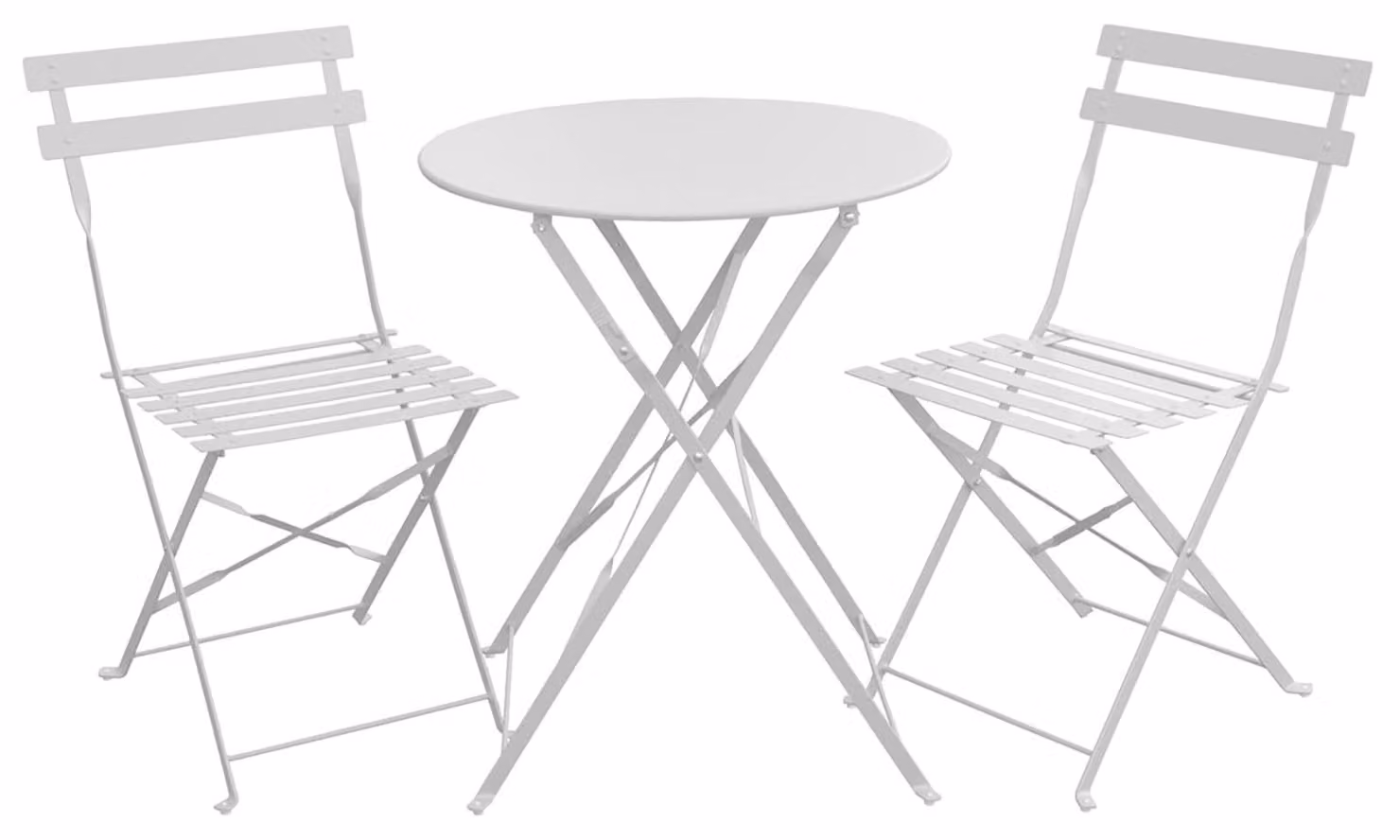 Set da bistrot pieghevole da giardino - 3 pezzi - Metallo - Bianco - Mobili da esterno