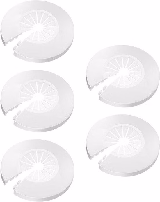 Copertura per radiatori, confezione da 5 pezzi, colore bianco. Adatta per tubi di diametro da 14 a 29 mm. Disponibile in diverse misure. Copertura per tubi dei radiatori