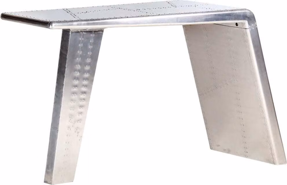 The Living Store Scrivania con design a forma di ala d'aereo, argento, 112x50x76 cm, metallo
