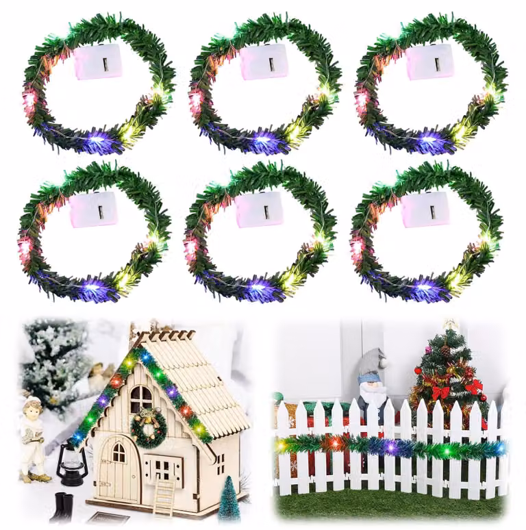 Set di accessori natalizi da 12 pezzi, con catena luminosa a LED, lunghezza 252 cm