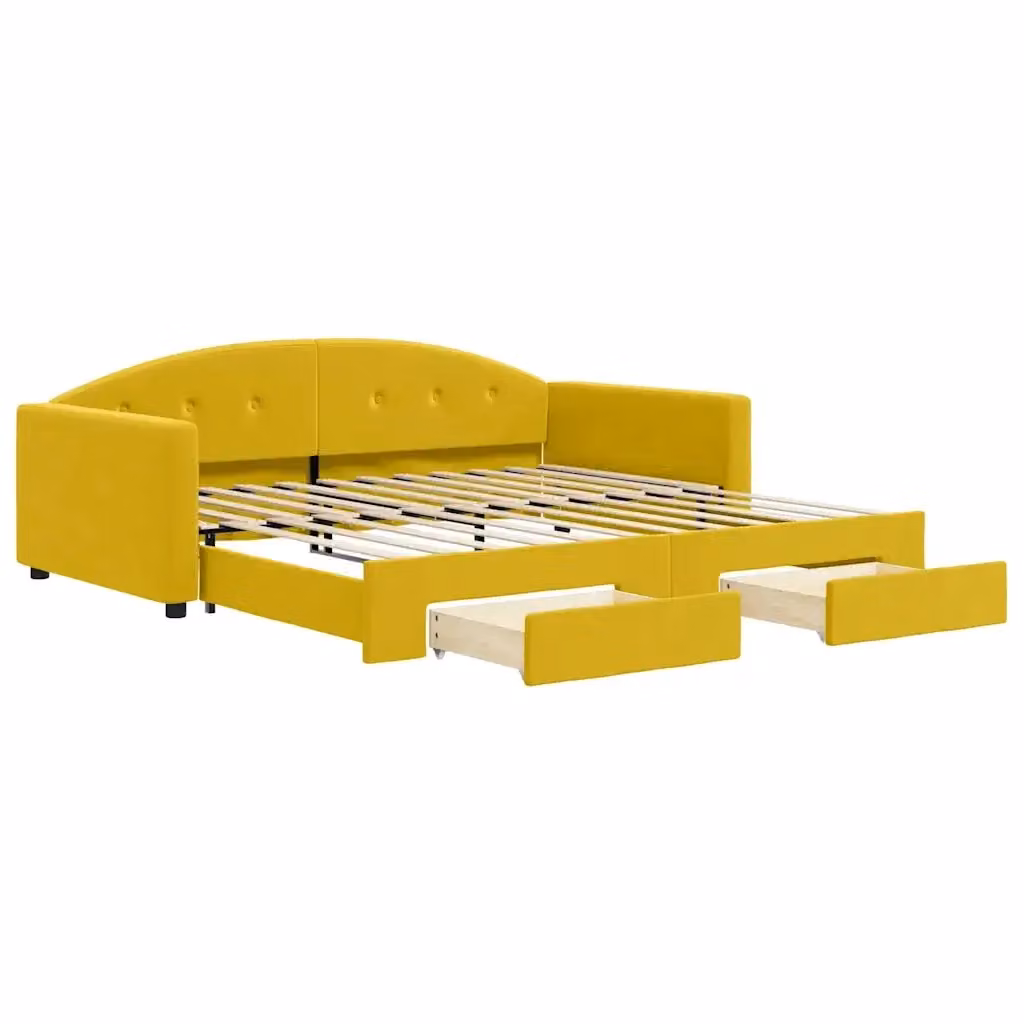 Divano Letto Estraibile vidaXL in Velluto Giallo con Cassetto con Funzione Letto L/P/H: 222 x 110 x 75 cm – 2