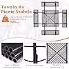 Set Tavolo da Picnic Quadrato con 4 Panche per 8 Persone Costway Grigio con Telaio in Metallo e Foro per Ombrellone – 2