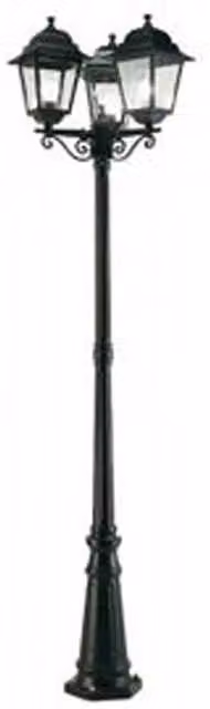 Palo Da Esterno Contemporaneo H218Cm Quadrata Alluminio E Vetro Nero 3 Luci E27