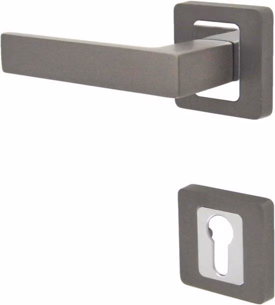 Set di maniglie in alluminio grigio scuro - Design moderno, con bordatura a foro cilindrico