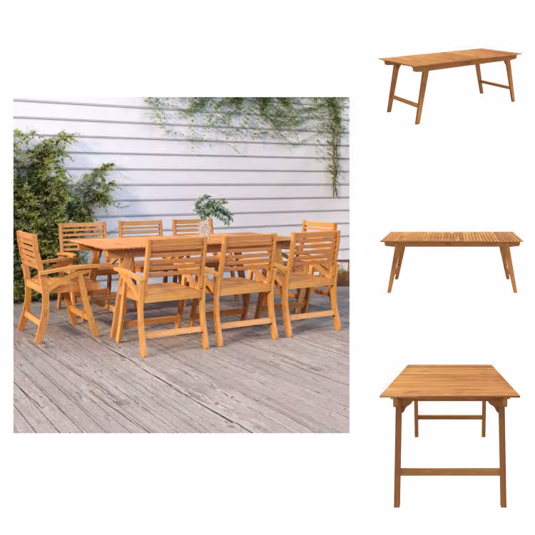 vidaXL Tavolo da giardino 200x90x75 cm in legno massiccio di acacia - Tavoli da giardino