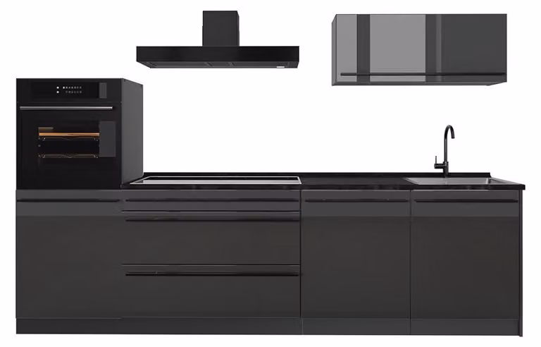 Cucina componibile Vicco R-Line Antracite lucido/Antracite 280 cm piano di lavoro Antracite, Model 66465