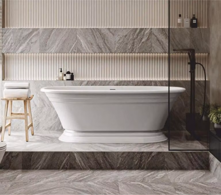 Casa Padrino Vasca da bagno freestanding Art Déco bianco lucido 175 cm
