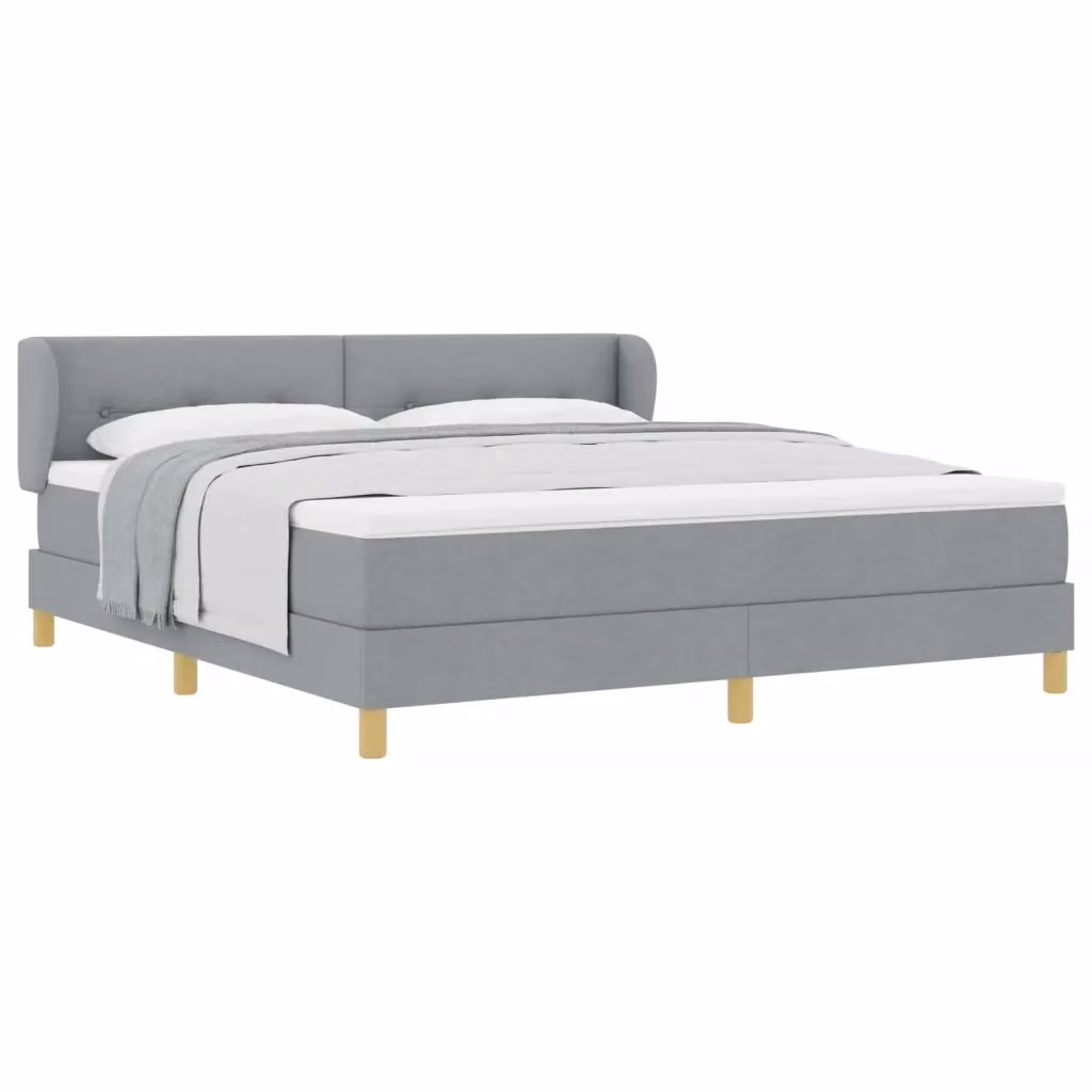 Letto a molle con testiera vidaXL in tessuto grigio L/P: 180 x 200 cm – 2