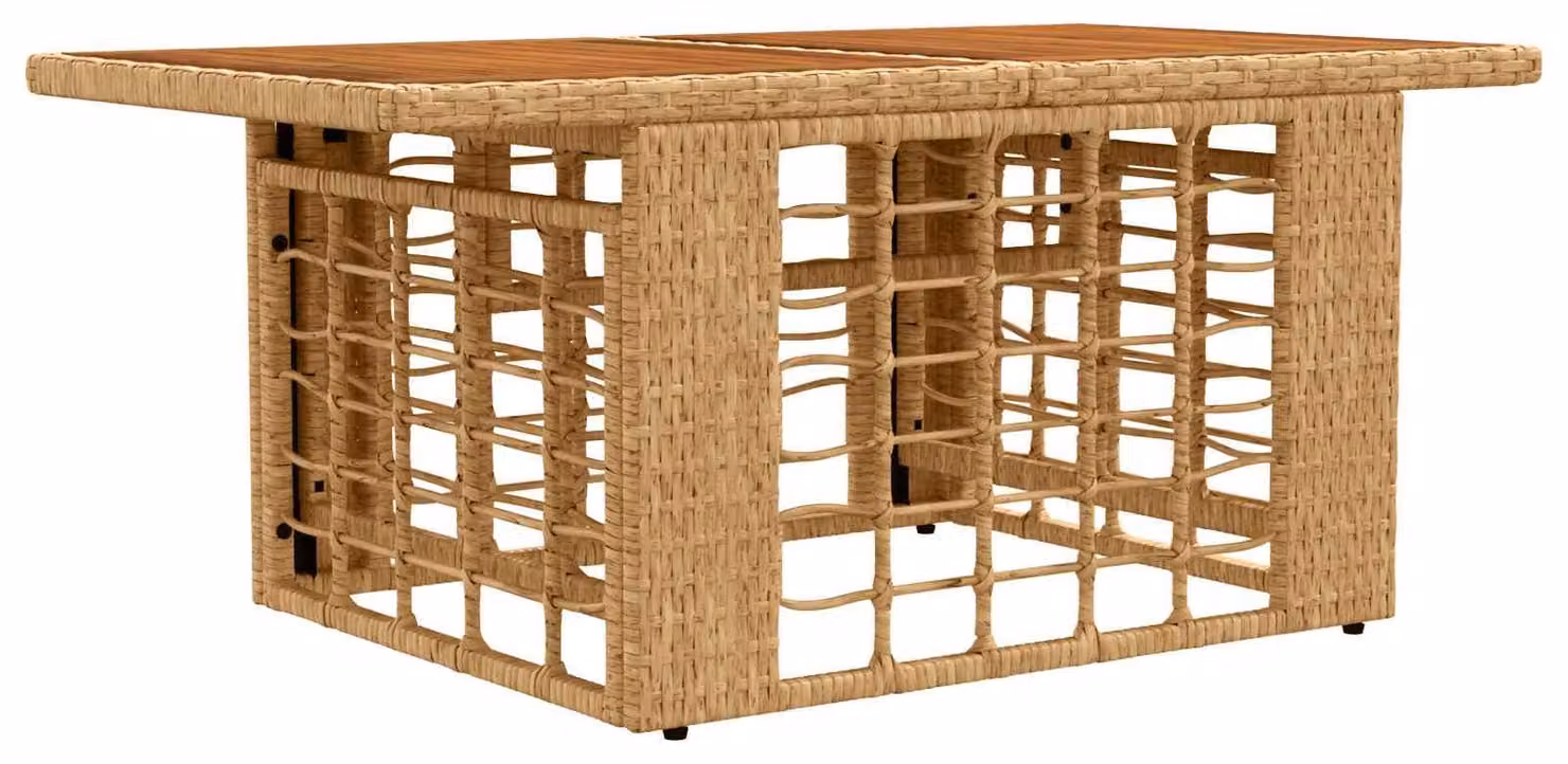 Tavolo da Giardino Naturale 100 x 55 x 37 cm Rattan PE e Vetro