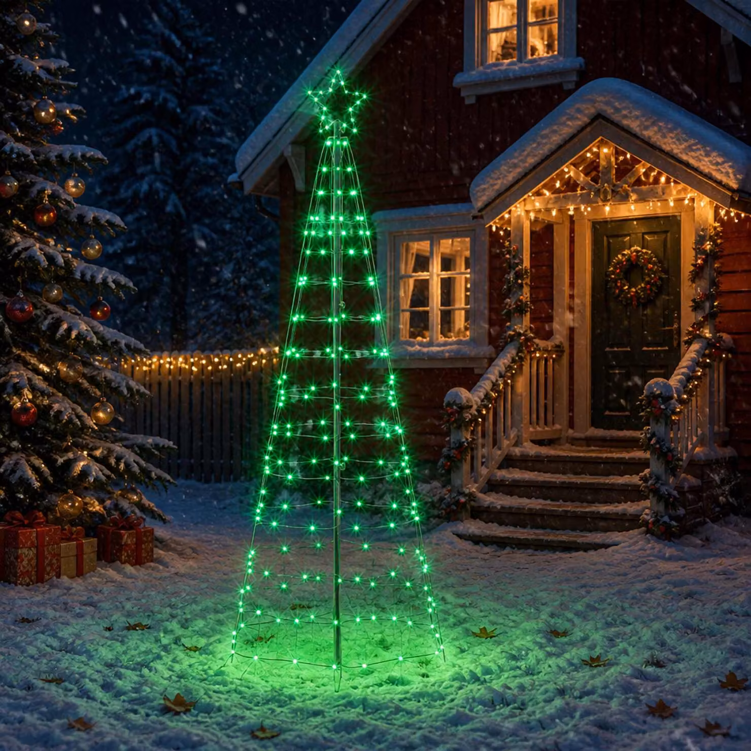 vidaXL Albero di Natale LED 250 cm 300 LED Multicolore Acciaio Nero