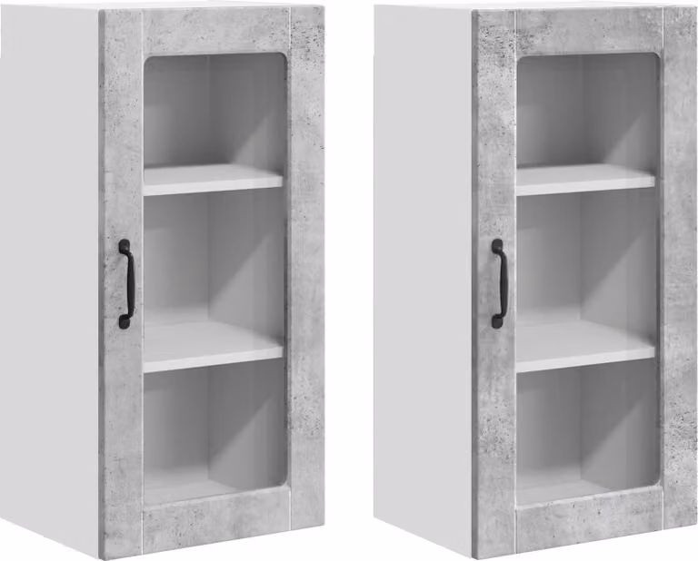 Mobile in vetro da parete LUCCA 2 pcs Grigio Cemento