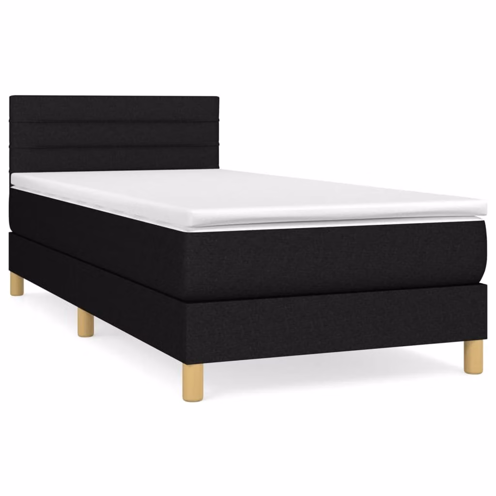 Giroletto a Molle con Materasso Nero 90x190 cm in Tessuto