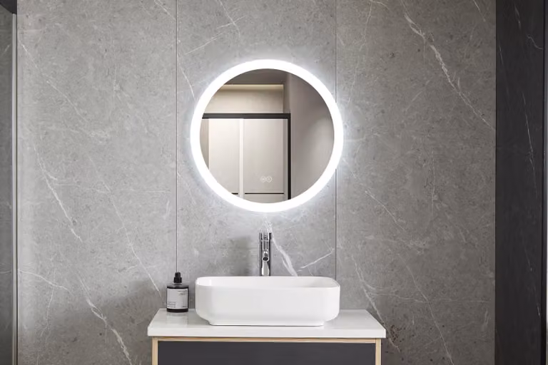 Specchio rotondo - Bianco - 60 cm, 30 Watt, anticondensa