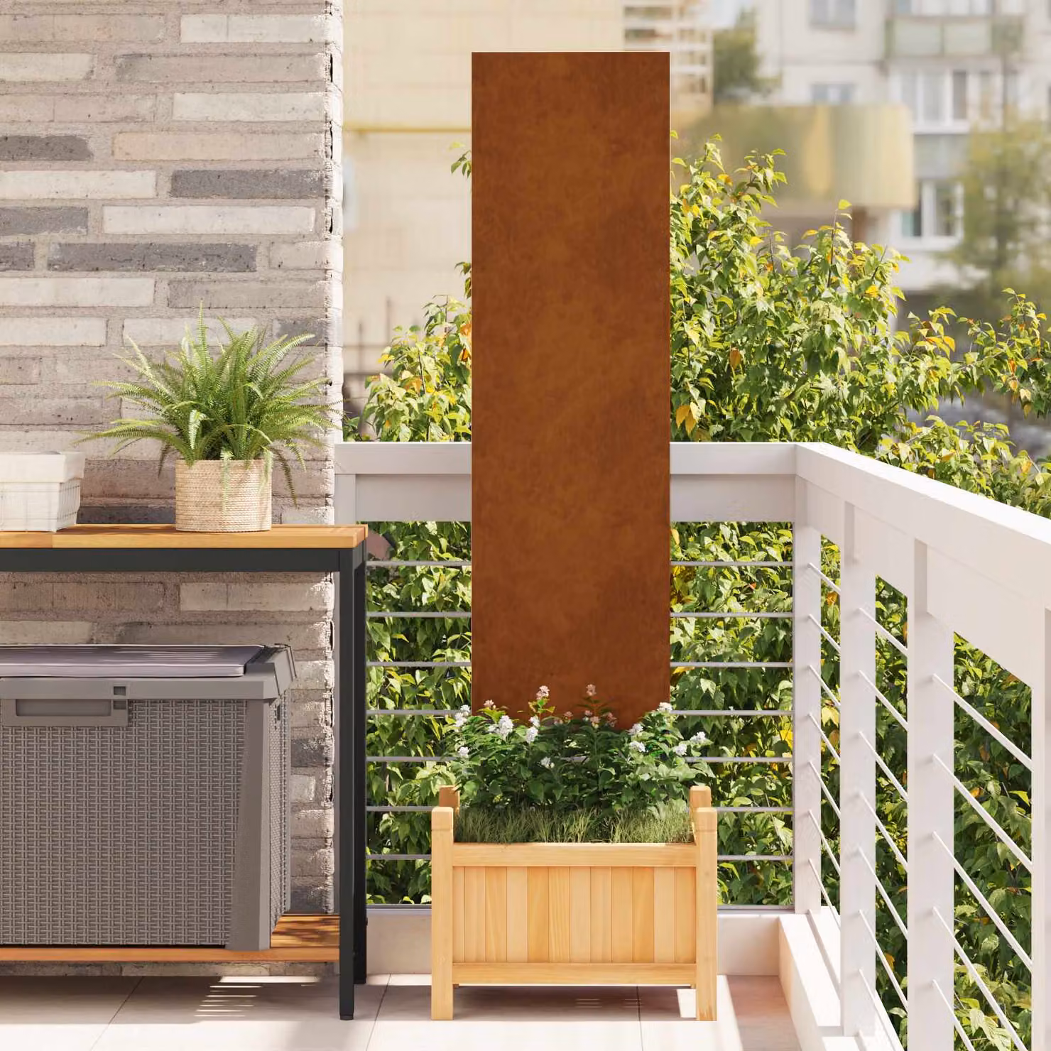 Paravent per privacy in giardino vidaXL in acciaio, colore marrone, L: 32 cm, H: 140 cm