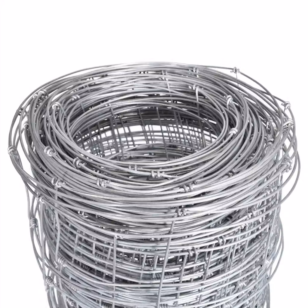 Recinzione da giardino in rete metallica in acciaio zincato vidaXL, Argento, L: 50 m, H: 1,55 m – 2