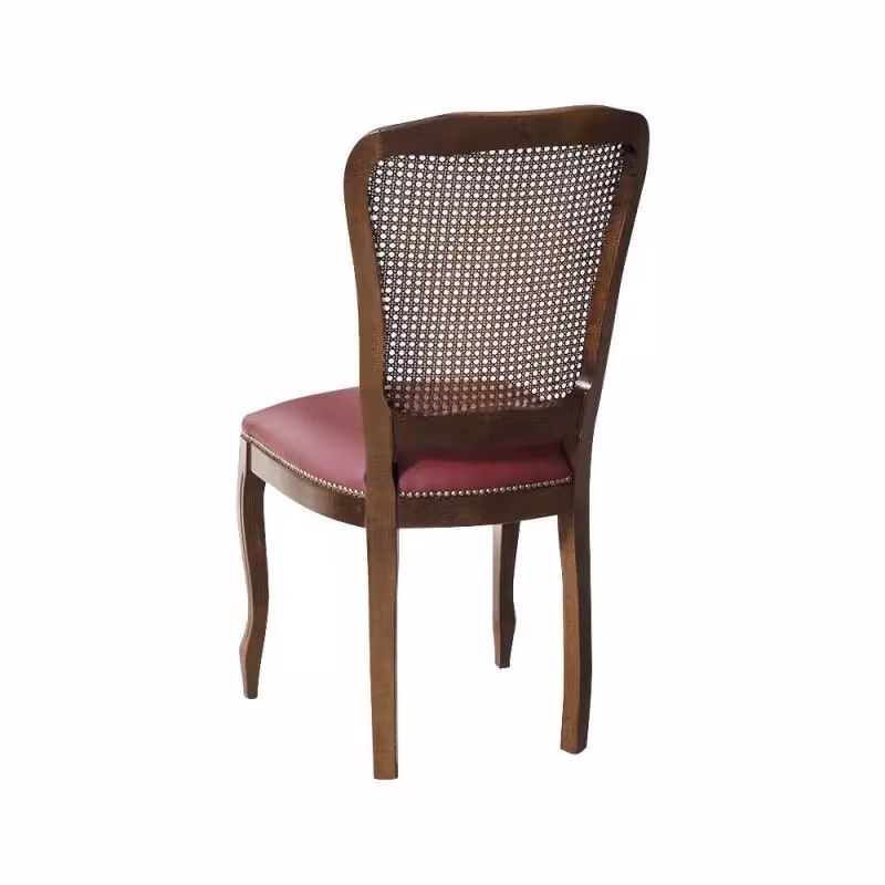 Sedia classica in legno di faggio e paglia di Vienna con ecopelle bordeaux Mobili 2G L/P/H: 56 x 50 x 100 cm – 2
