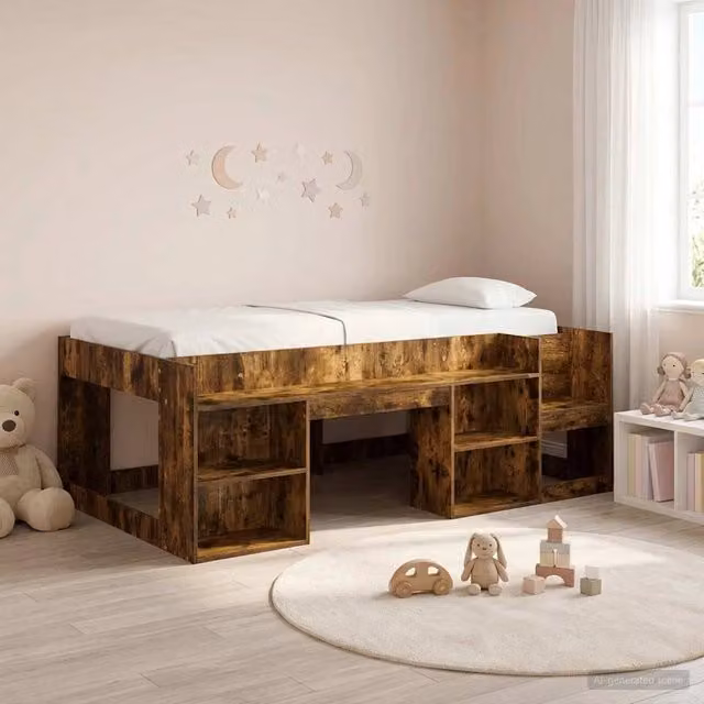 Struttura per Letto per Bambini con Ripostiglio Rovere Fumo 3422631