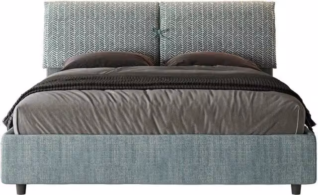 Letto Matrimoniale Moderno Giordanoshop con Contenitore e Rete a Doghe in Tessuto Blu L: 160 cm, P: 200 cm, H: 110 cm