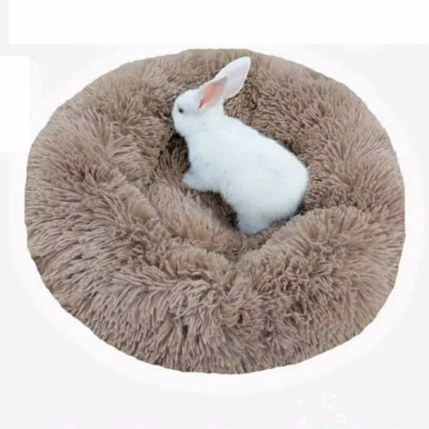 Cuccia per animali domestici a forma di ciambella, auto-riscaldante, traspirante, in peluche, color kaki, 100 cm