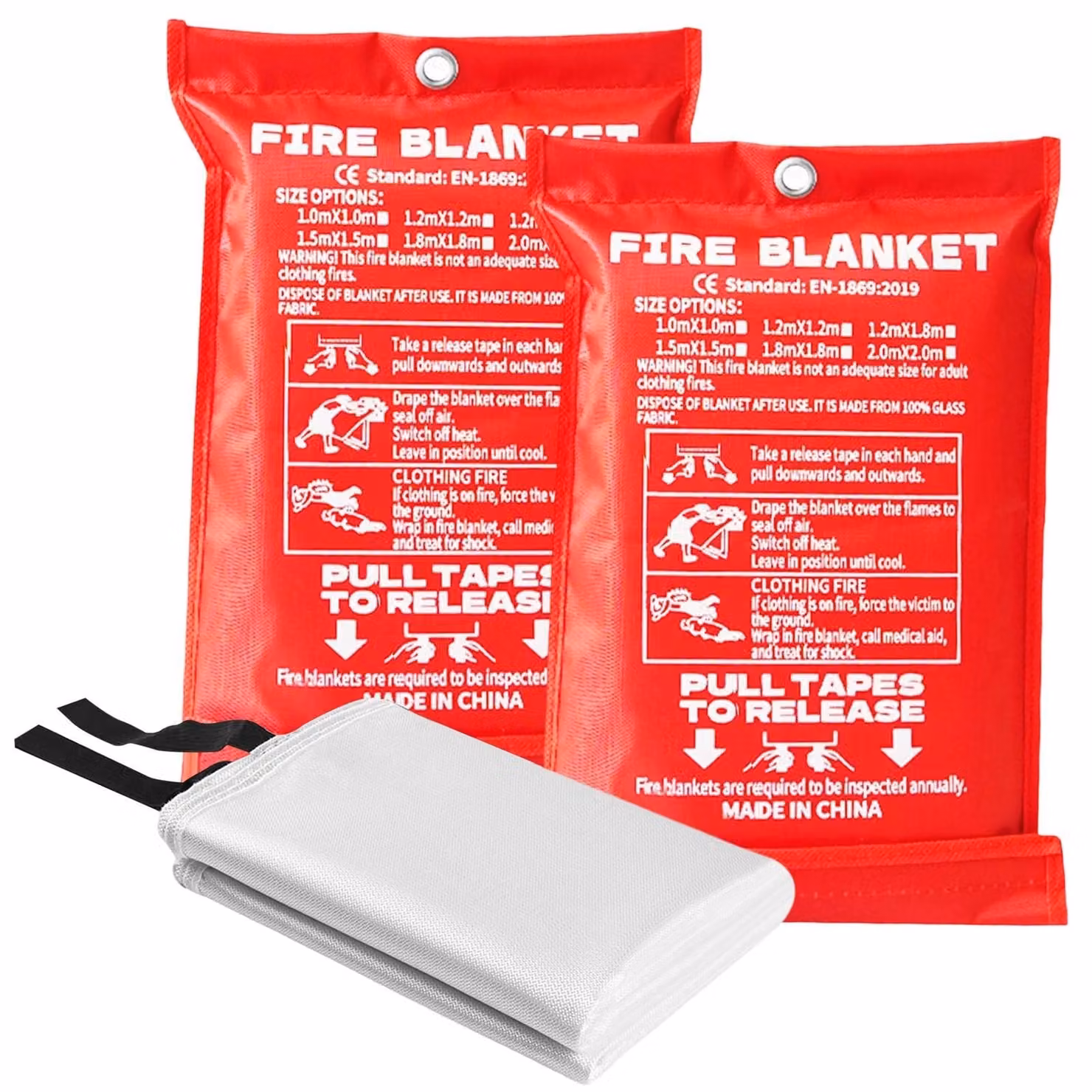 Set di 2 coperte antincendio, 100 x 100 cm, Resistenti al calore e Sicure