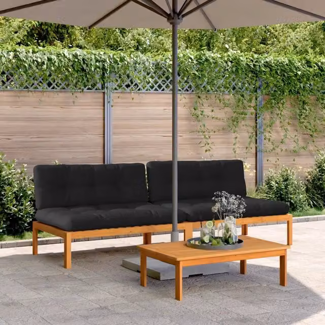 Divani Centrali Pallet Giardino con Cuscini 2pz Massello Acacia 3209484