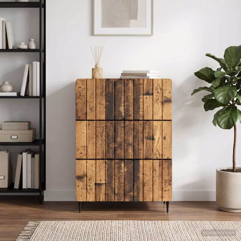 Carrello mobile con cassetti vidaXL in legno marrone con ruote, L 66 cm x P 34,5 cm x H 92 cm