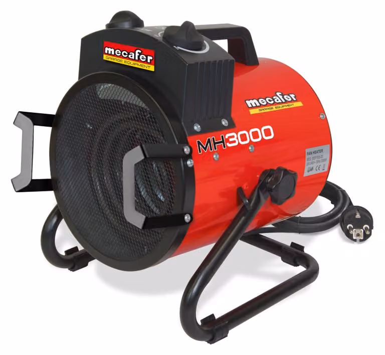 Riscaldatore per cantieri, modello a torre - 3000 W - Elettrico - Rosso - Per uso interno e riscaldamento di officine