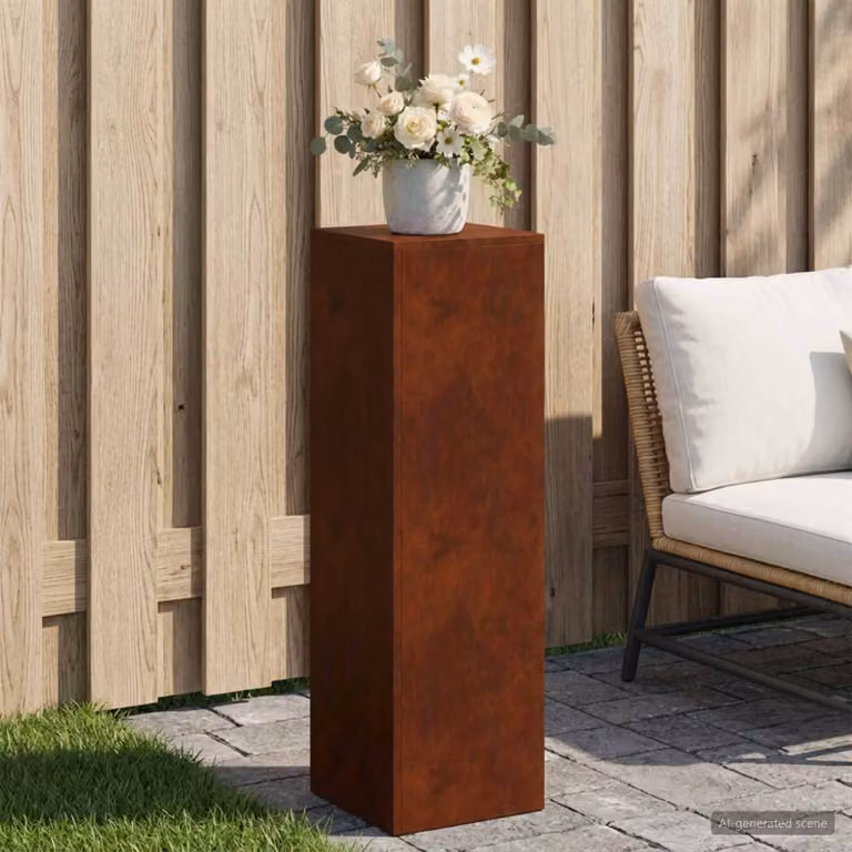 vidaXL Supporto per piante in acciaio Corten color marrone L/P/H: 30 x 30 x 100 cm