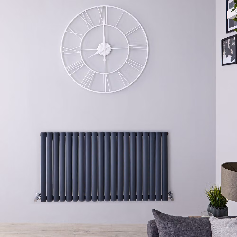 Radiatore Orizzontale Antracite 635x1180mm 945W - Alta Resa - Design Moderno - Revive