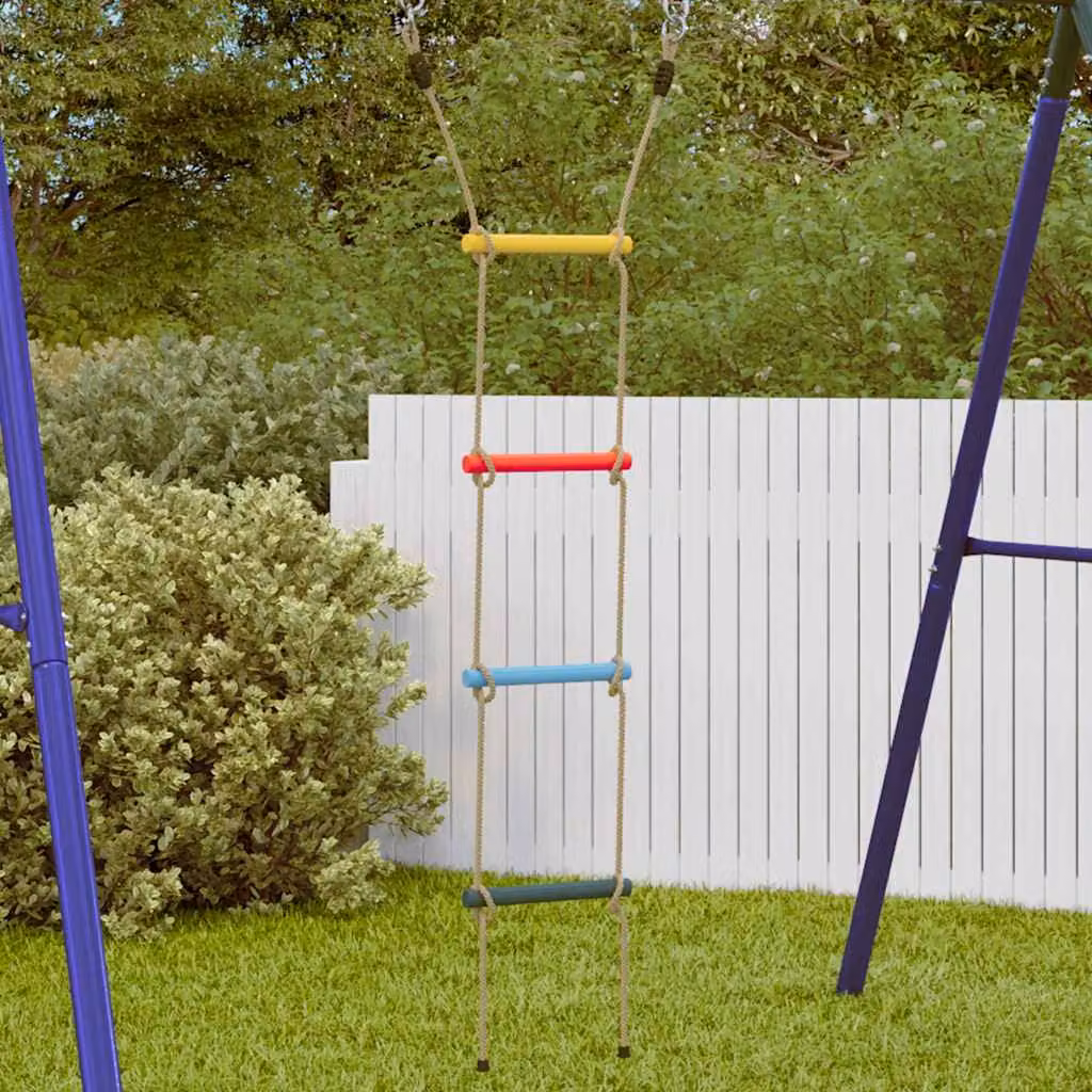 vidaXL Scala di Corda per Bambini con 4 Pioli in Plastica Multicolore