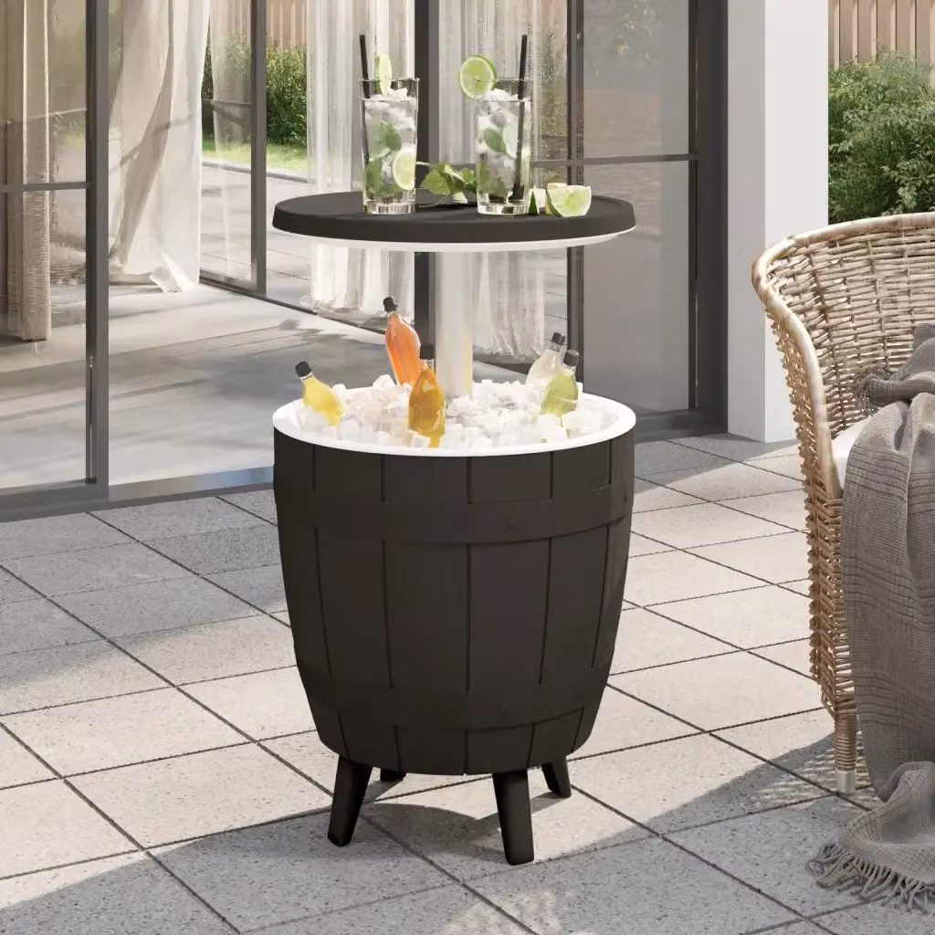 Tavolino da Giardino Moderno in Plastica con Meccanismo di Sollevamento Nero o Bianco – 2