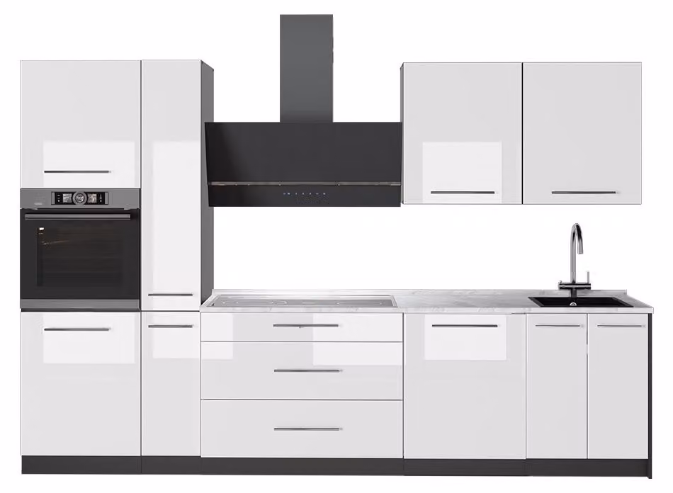 Cucina componibile Vicco Fame-Line Bianco lucido/Antracite 310 cm, PL Antracite, Model 64276