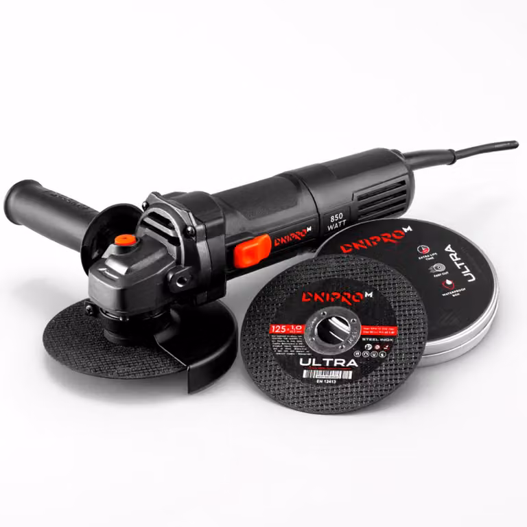 Smerigliatrice angolare GS-100S, 850 W, 125 mm, inclusa di 10 dischi abrasivi