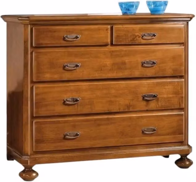 Cassettiera classica con 5 cassetti in legno color noce Mobili 2G L: 116 cm, P: 51 cm, H: 101 cm – 4