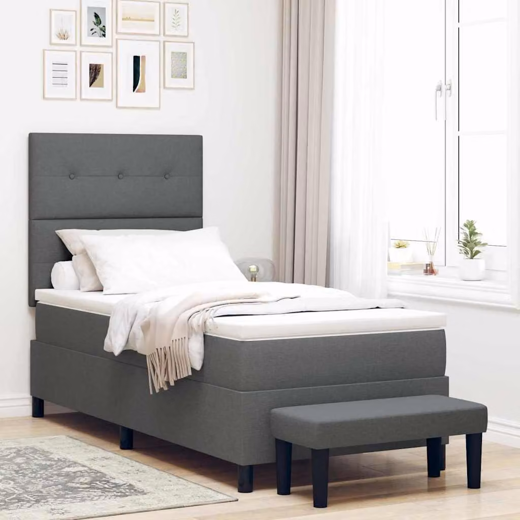 Maison Exclusive - Letto boxspring con testiera grigio scuro 80 x 200 cm in tessuto