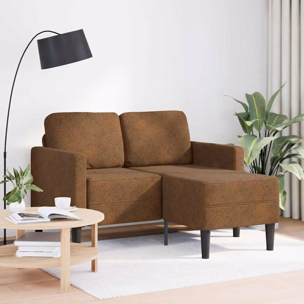 vidaXL Divano 2 Posti con Chaise longue a L Marrone 125 cm Similpelle