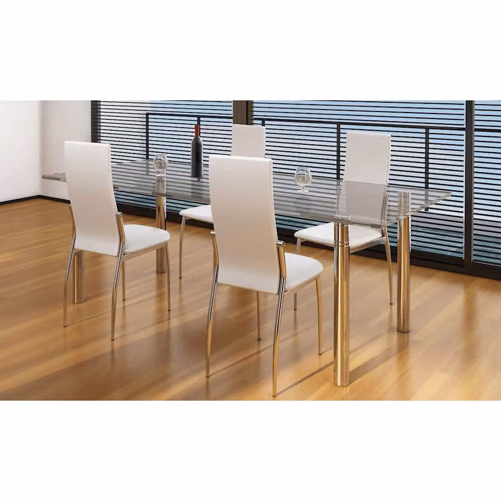 Set di 4 sedie da pranzo vidaXL in similpelle bianca e metallo per cucina e sala da pranzo – 1