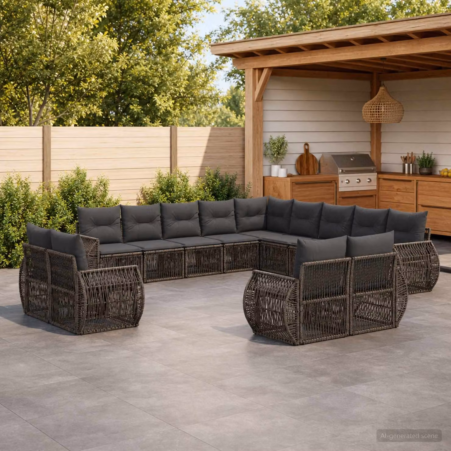 Set Divano da Giardino vidaXL 13 pz a Forma a L con Cuscini Grigio e Antracite