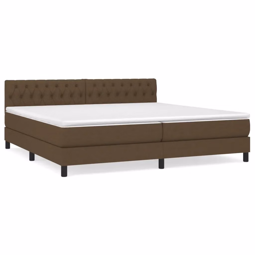 vidaXL Giroletto a Molle Ibrido con Materasso in Tessuto Marrone e Bianco L/P/H: 200 x 200 x 25 cm – 2