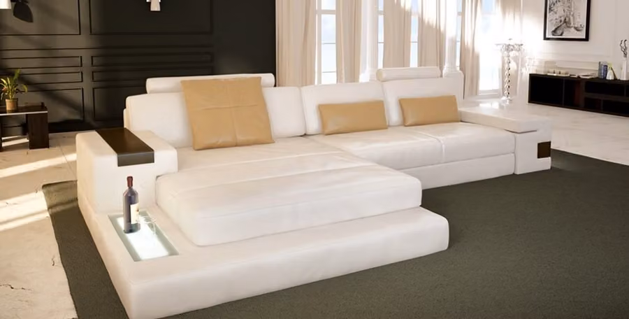 Ecksofa Couch Polster Wohnlandschaft Eck Garnitur Ecke Leder Sofa L-Form