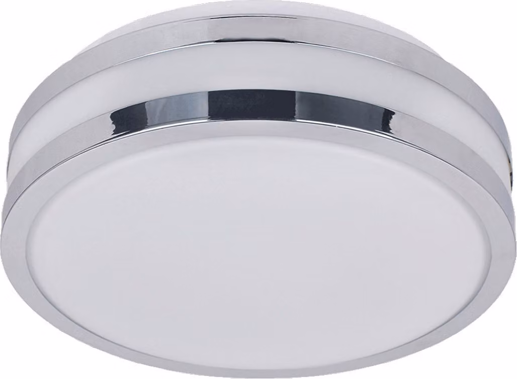 Plafoniera NORD 1xE27/40W,IP44, cromo/bianco/opal Ø 195 W: 85, attacco E27, dimmerabile