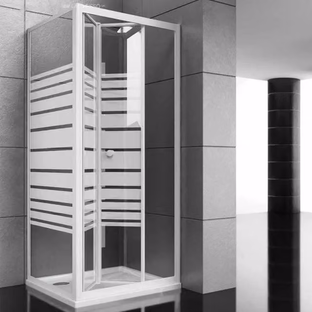 Cabina doccia 2 lati con porta a soffietto cristallo serigrafato 100x70 cm
