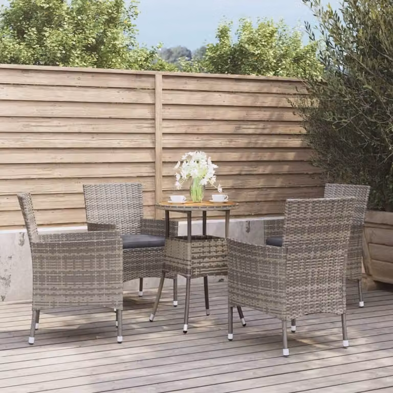 Maison Exclusive - Set da giardino bistrot 5 pezzi con cuscini grigio in polyrattan