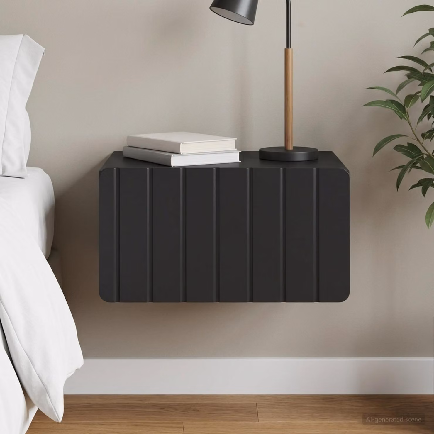 vidaXL Mobiletto da notte sospeso con cassetto Nero L: 49 cm, P: 34,5 cm, H: 24 cm